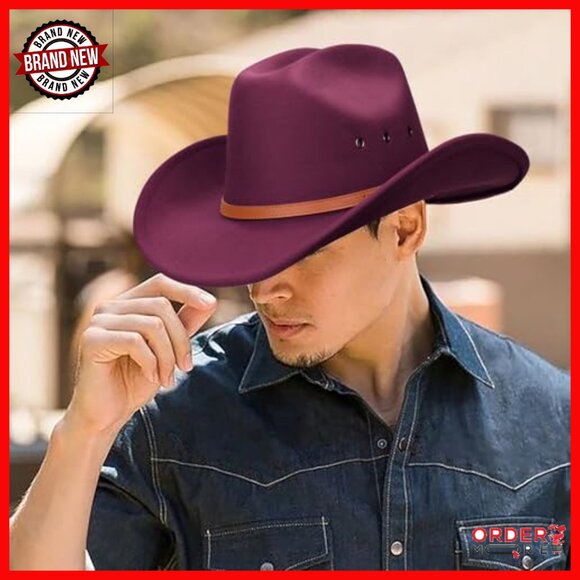Western Felt Cowboy Hat Wide Brim Belt Buckle Unisex Adult Sizes main image 7
